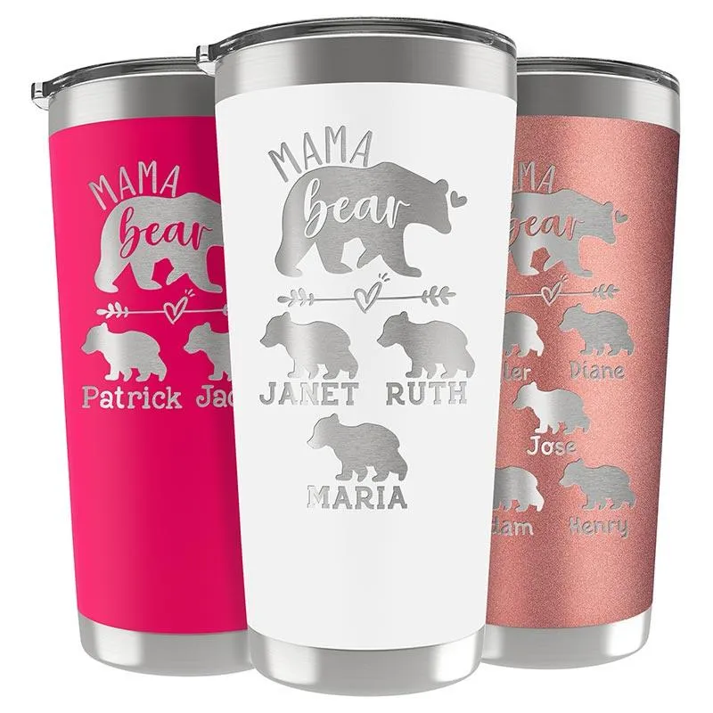 Customized Mama Bear Tumbler With Cubs