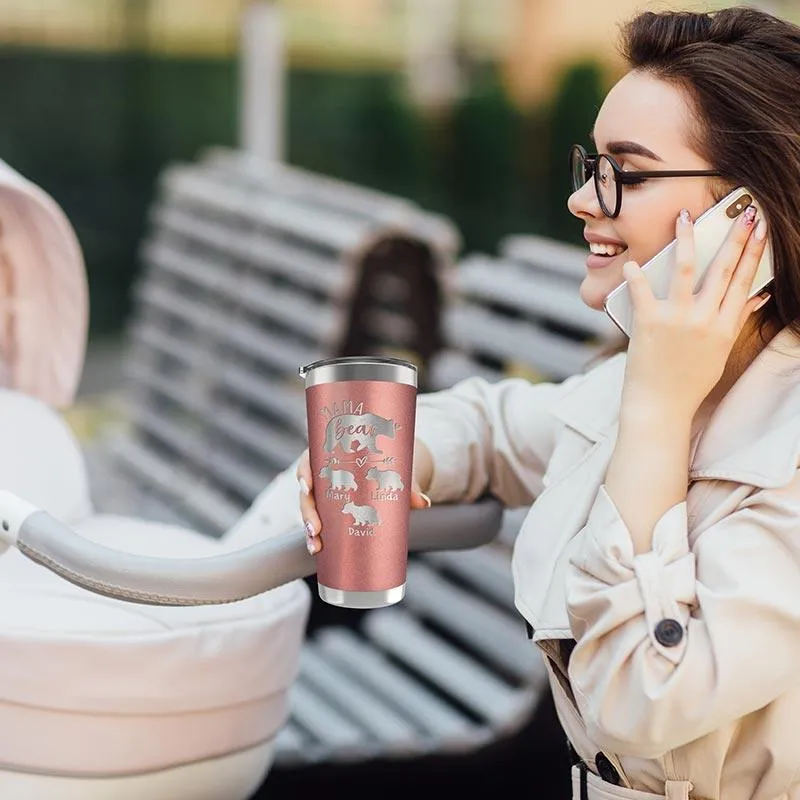 Customized Mama Bear Tumbler With Cubs