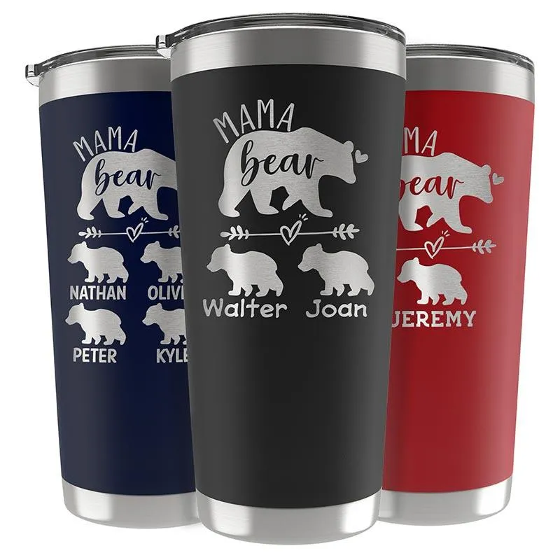 Customized Mama Bear Tumbler With Cubs