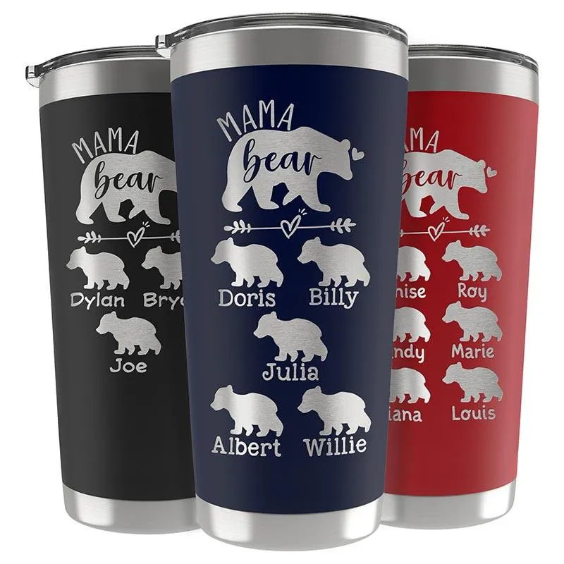 Customized Mama Bear Tumbler With Cubs