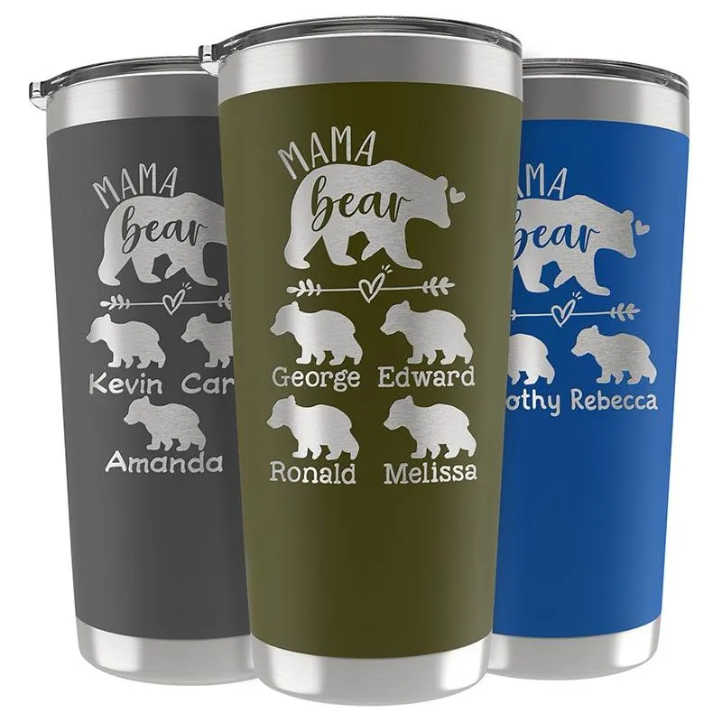 Customized Mama Bear Tumbler With Cubs