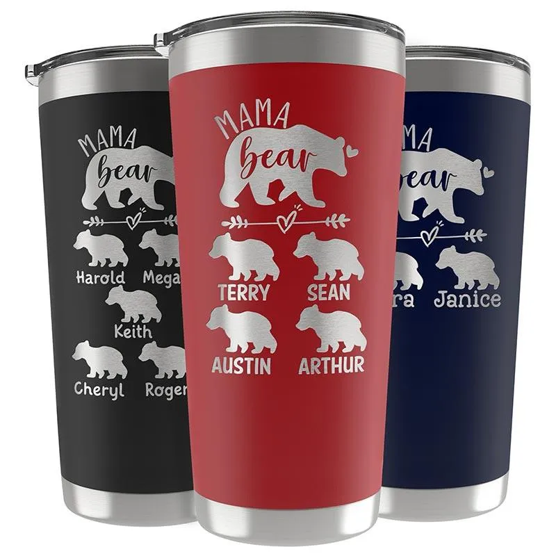 Customized Mama Bear Tumbler With Cubs