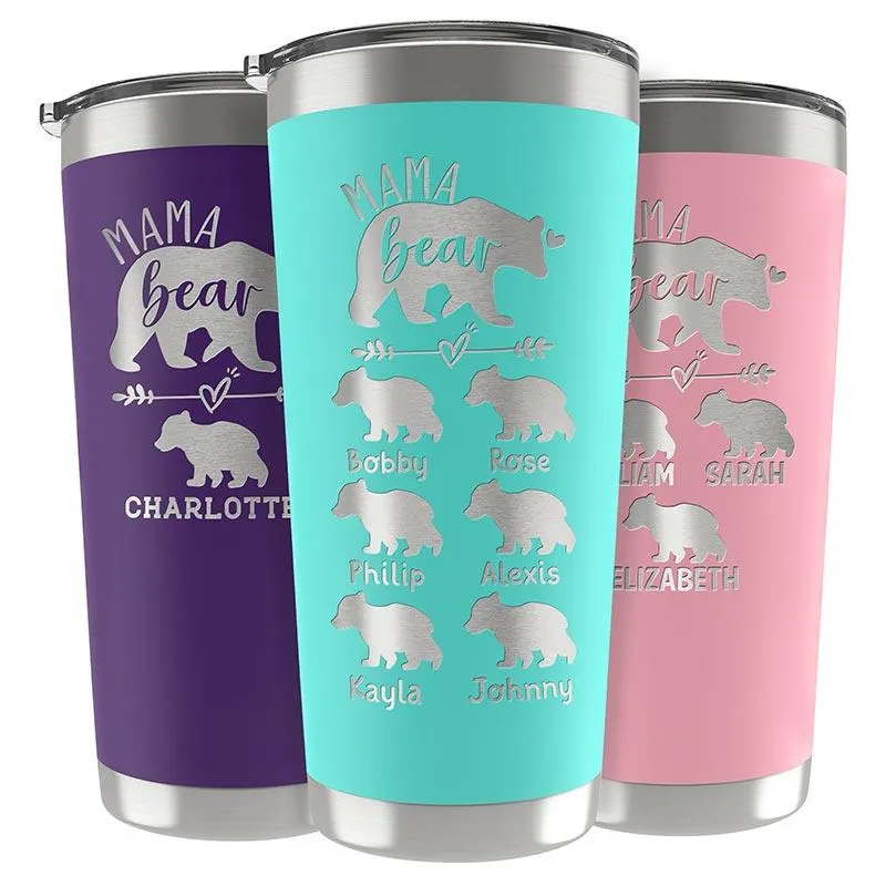 Customized Mama Bear Tumbler With Cubs