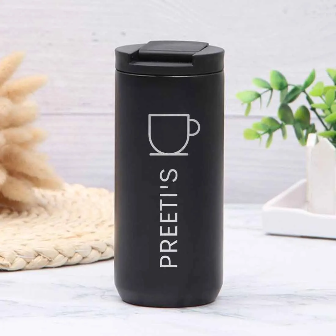 Customized Small Coffee Tumbler Cup for Office Travel Home  (400 ML) - Tea Lover