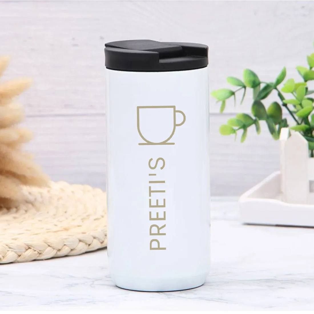 Customized Small Coffee Tumbler Cup for Office Travel Home  (400 ML) - Tea Lover