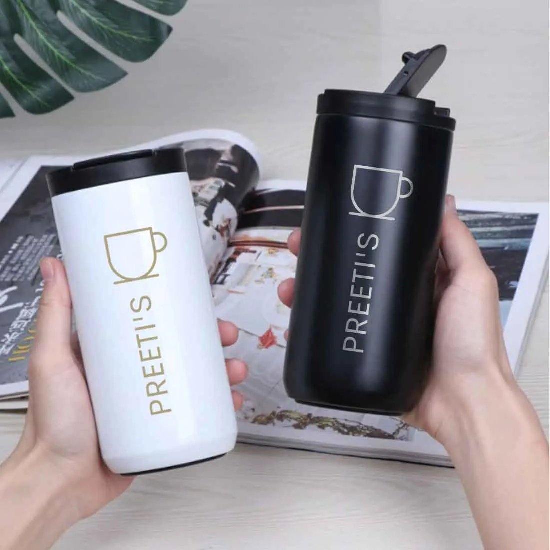 Customized Small Coffee Tumbler Cup for Office Travel Home  (400 ML) - Tea Lover