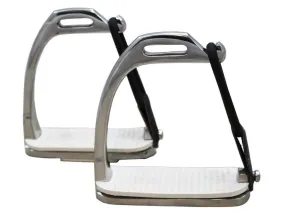 Derby Originals Stainless Steel Weighted Peacock Safety Stirrup Fillis Irons with Rubber Pads