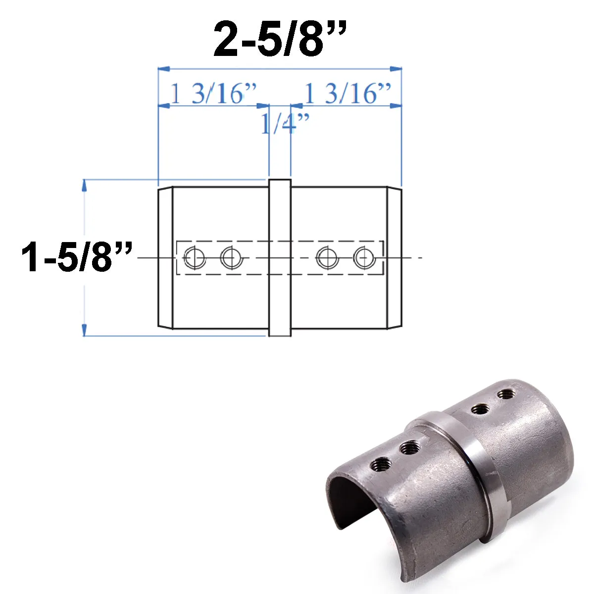 E1200100 Stainless Steel Cap Railing Flush Connector