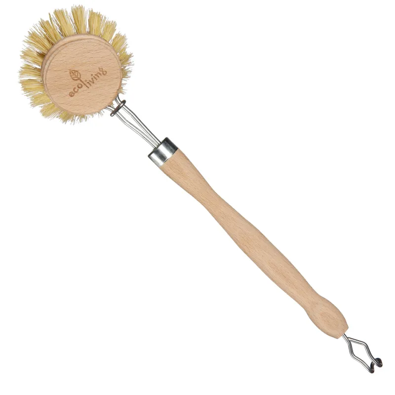 Eco Living Dish Brush with Plant Bristles - Wooden