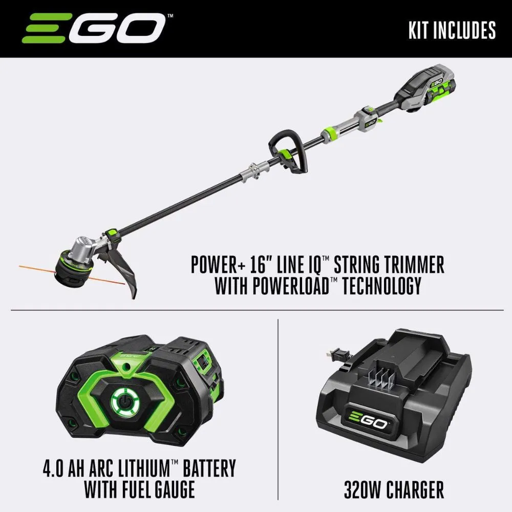 EGO ST1623T 16" Powerload with Line IQ String Trimmer Kit (G3 2P 4Ah battery, 320W Charger, strap)