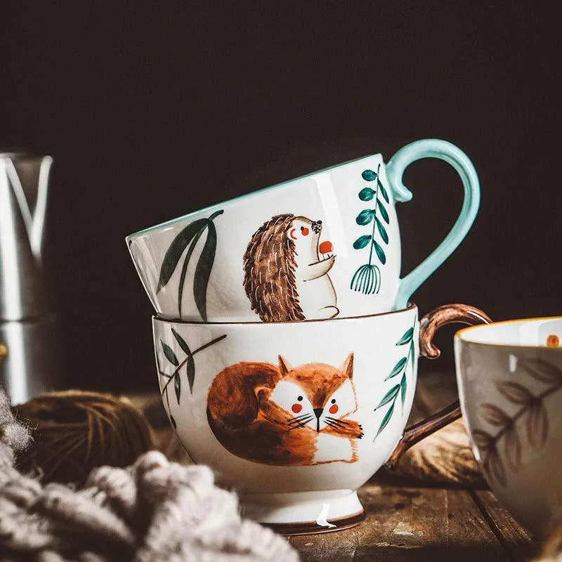 Enchanted Forest Animal Ceramic Mug: A Blend of Retro & Whimsy