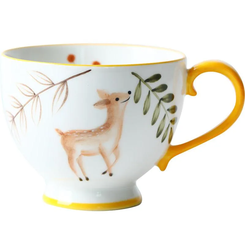 Enchanted Forest Animal Ceramic Mug: A Blend of Retro & Whimsy