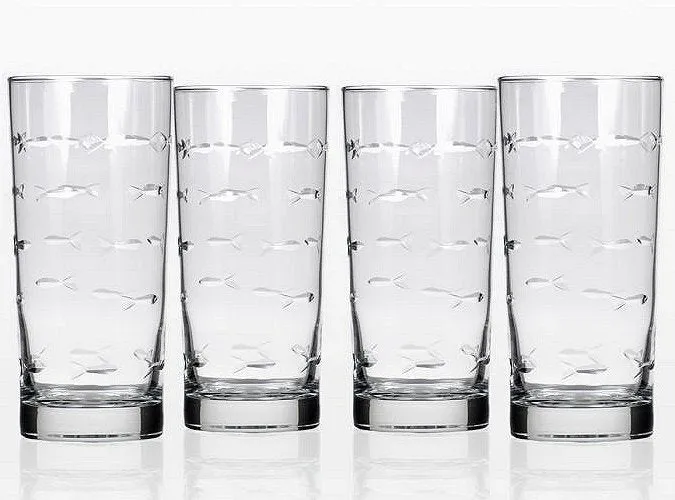 Etched Fish Coastal Barware/Stemware Collection