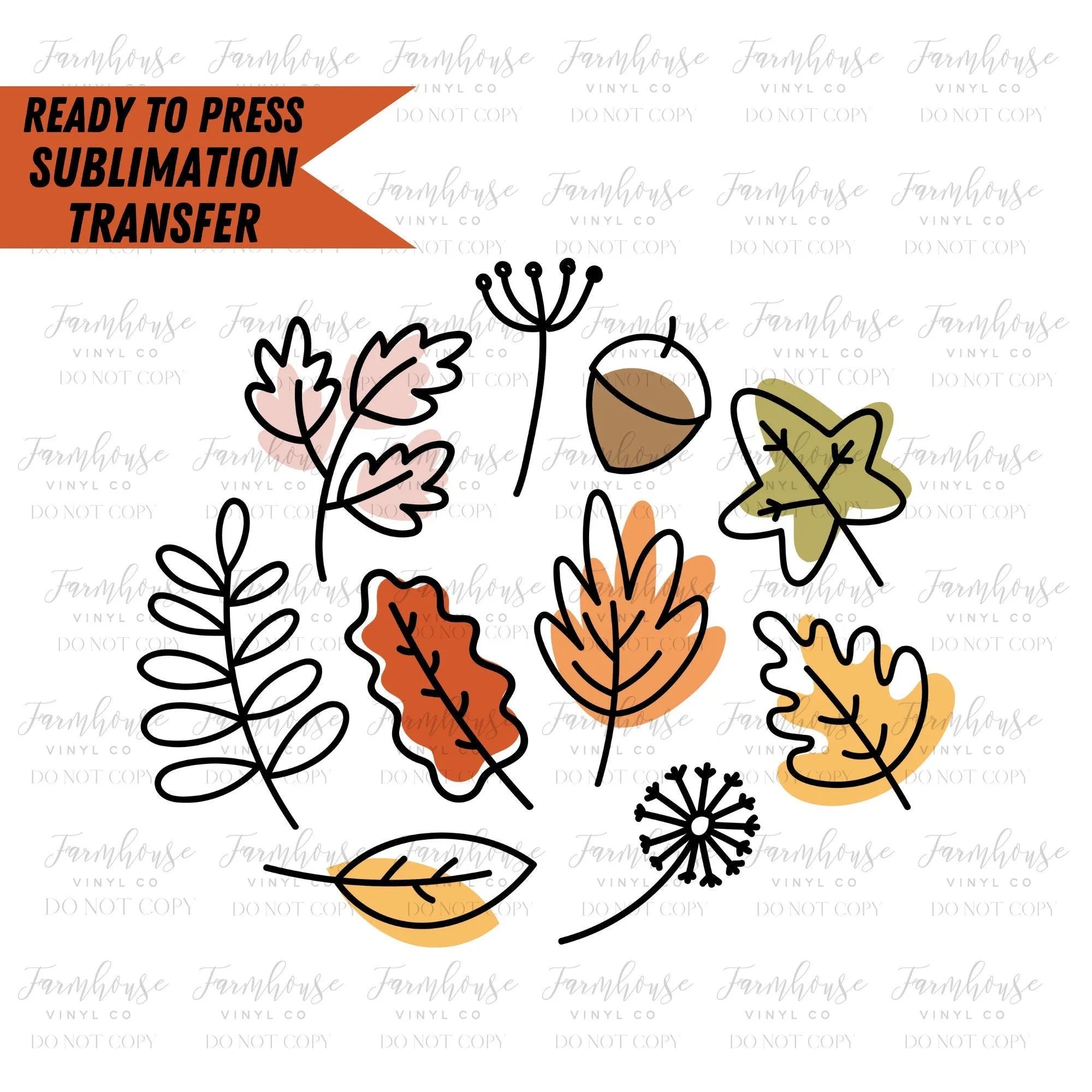 Fall Leaves Little Things, Ready to Press Sublimation Transfer, Trending Graphic 22, Sublimation Prints, Fall Sketch Design