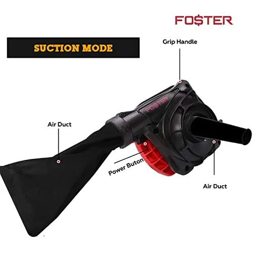 Foster FEB-650VBL Corded Air Blower with Vaccum Cleaner, Powerful Motor, Variable Speed for Clearing Away Dust Particles from Furniture, Cars, Computers, Windows & Bed Sides (Royal Black)