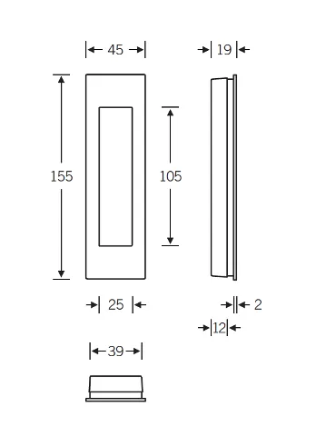 FSB Rectangular Flush Pull - Spring Loaded Cover