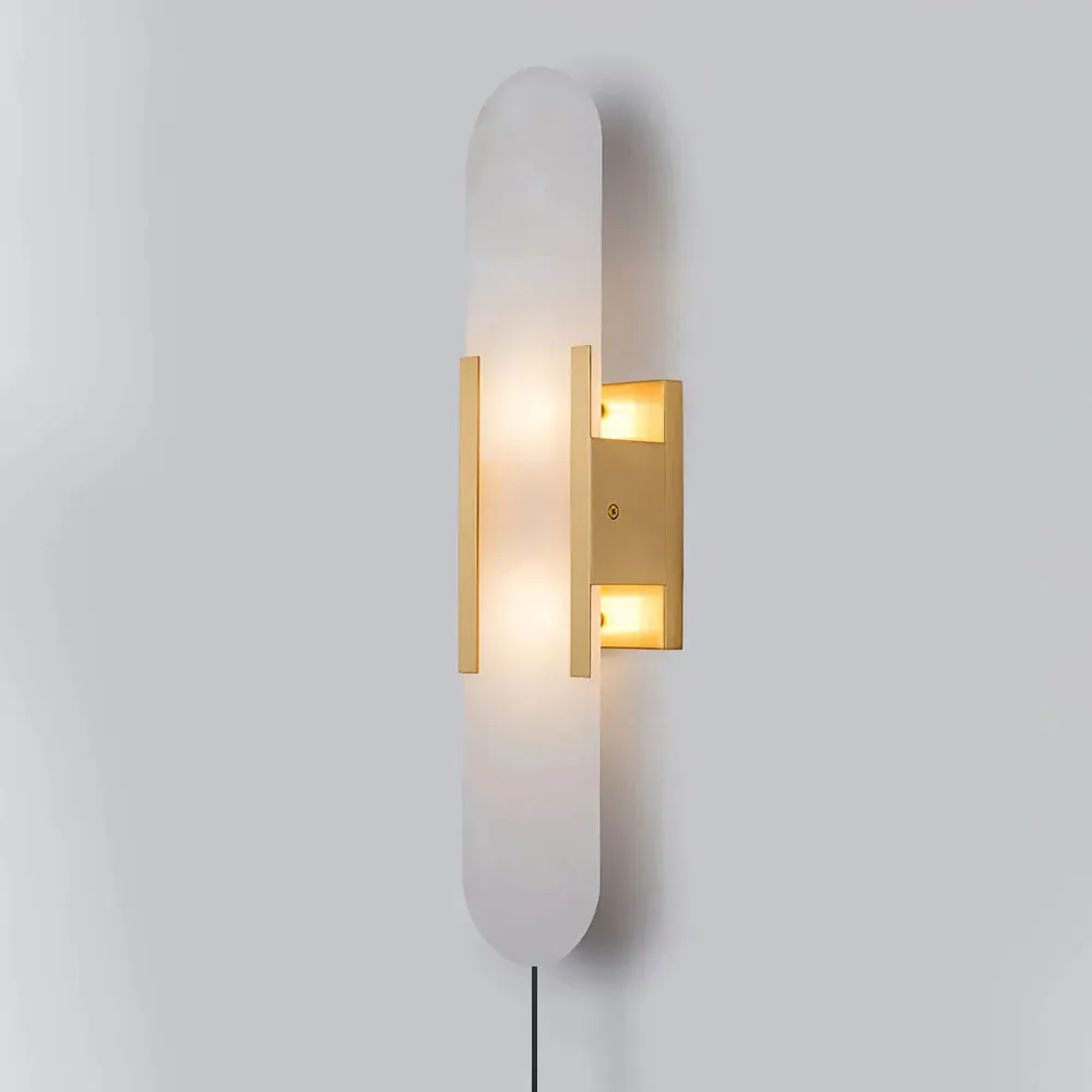 Geometric Harmony Alabaster Plug In Wall Lamp