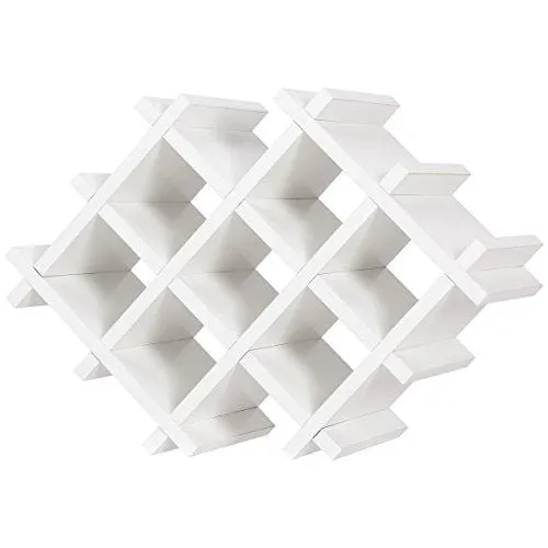 Giantex Set of 5 Wall Mount Wine Rack Set w/ Storage Shelves and Glass Holder (White)