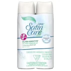 Gillette Satin Care Ultra Sensitive Shave Gel for Women, Pack of 2, 7Oz Each, Fragrance Free