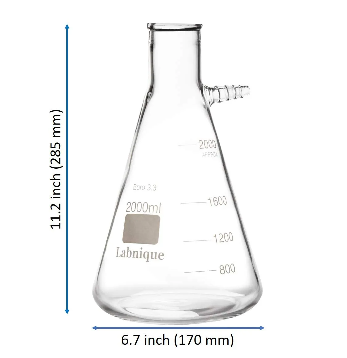 Glass Filtering Flask with Upper Tubulation, 2000ml