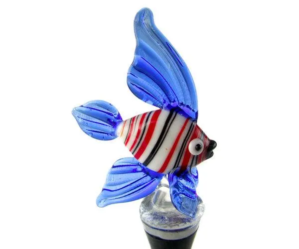 Glass Fish with Stripes Bottle Stopper