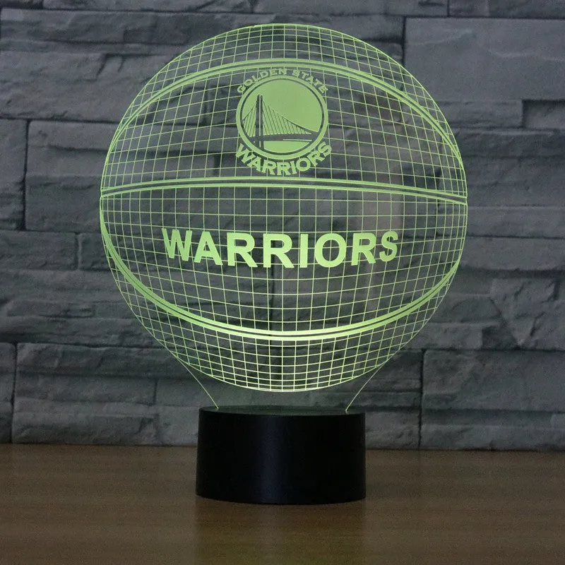 Golden State Warriors basketball 3D lamp -1/3/7/16 colors lamp base