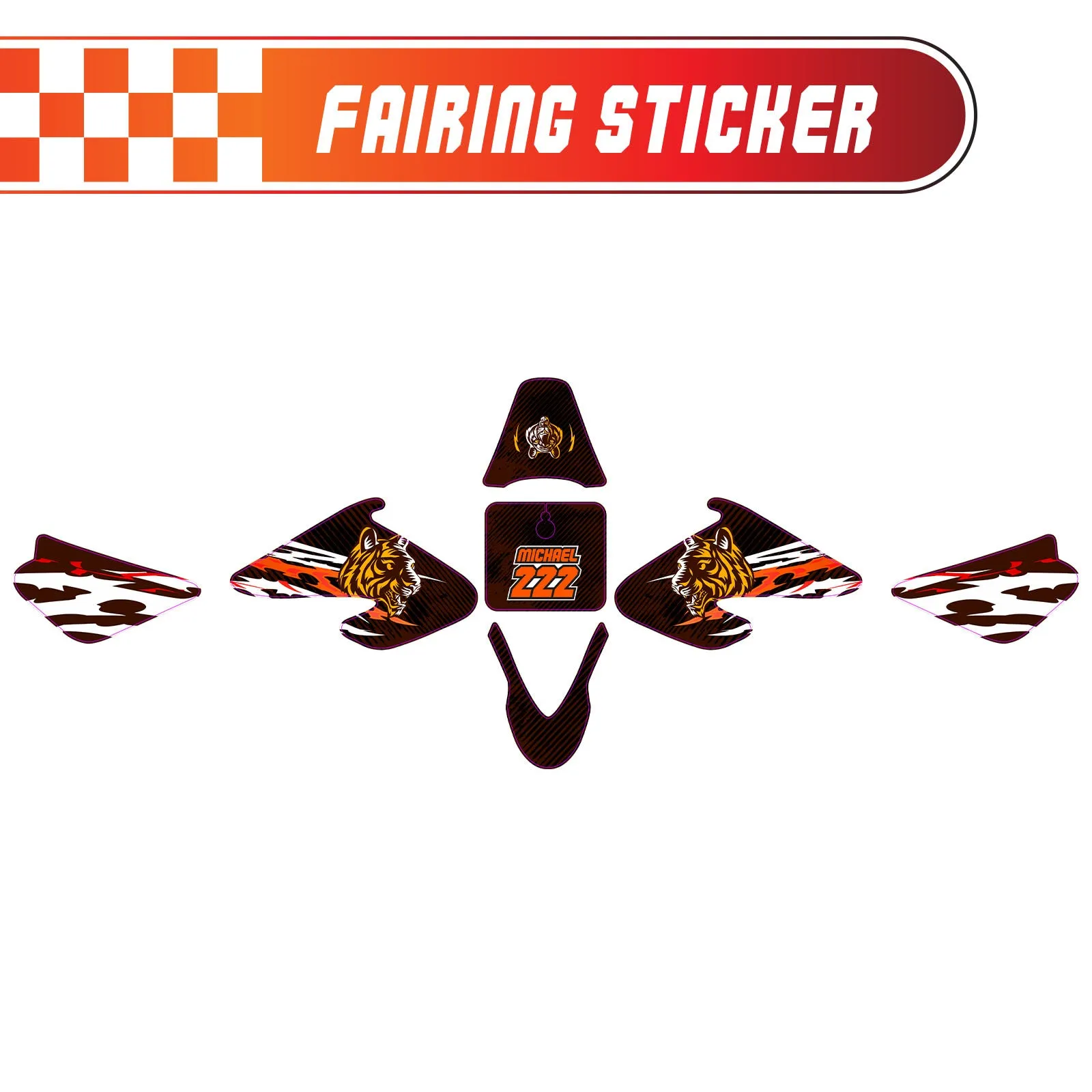 Graphic Kit Decals Fairing Sticker Custom Number For Razor MX500 MX650 - C013 Tiger