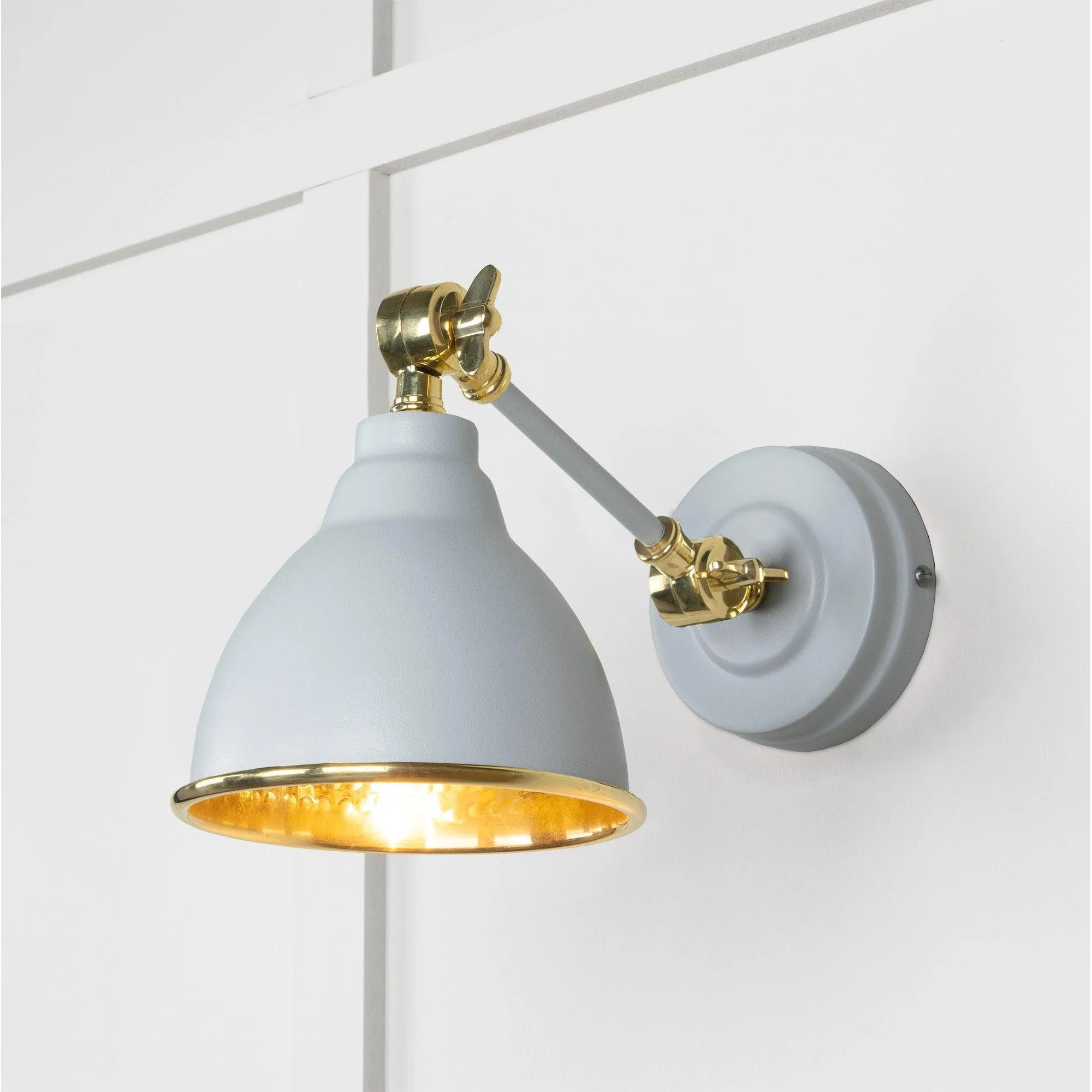 Hammered Brass Brindley Wall Light in Birch | From The Anvil