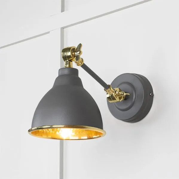 Hammered Brass Brindley Wall Light in Bluff | From The Anvil