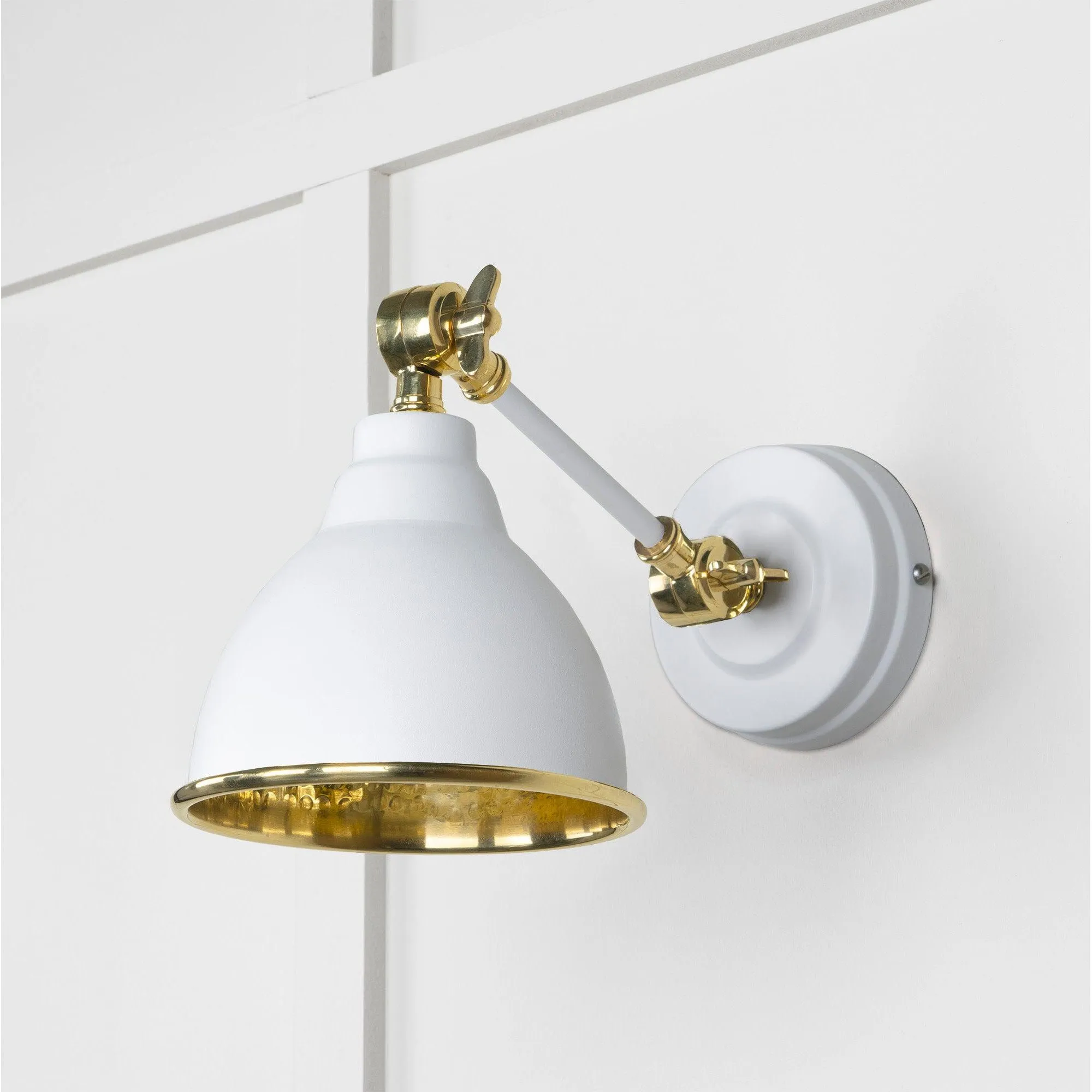 Hammered Brass Brindley Wall Light in Flock | From The Anvil