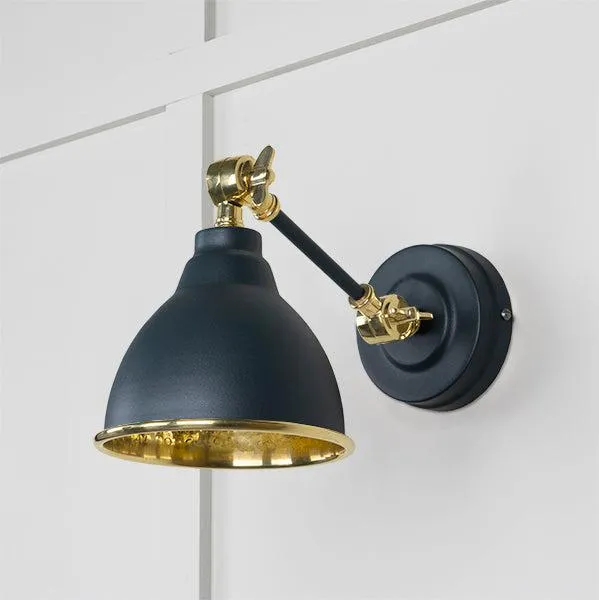 Hammered Brass Brindley Wall Light in Soot | From The Anvil