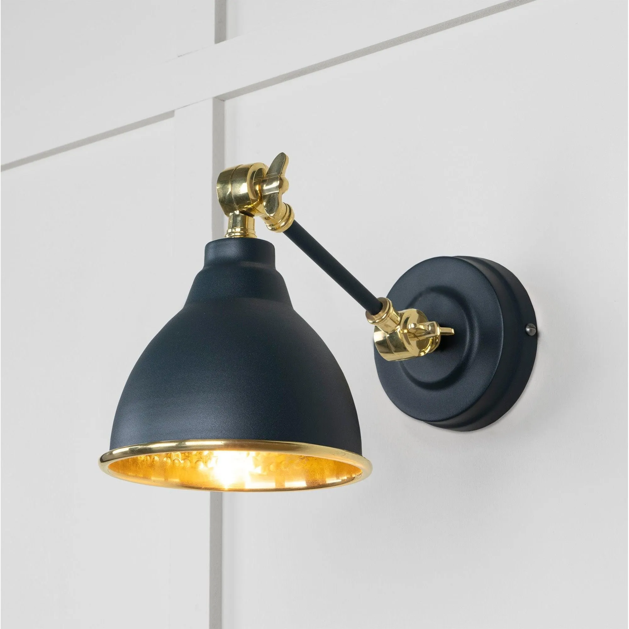 Hammered Brass Brindley Wall Light in Soot | From The Anvil