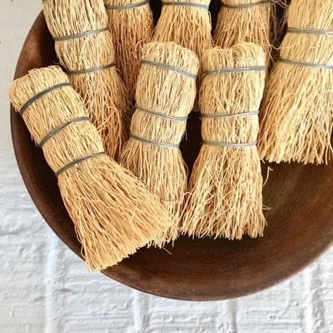 handmade natural fiber root brush scrubber