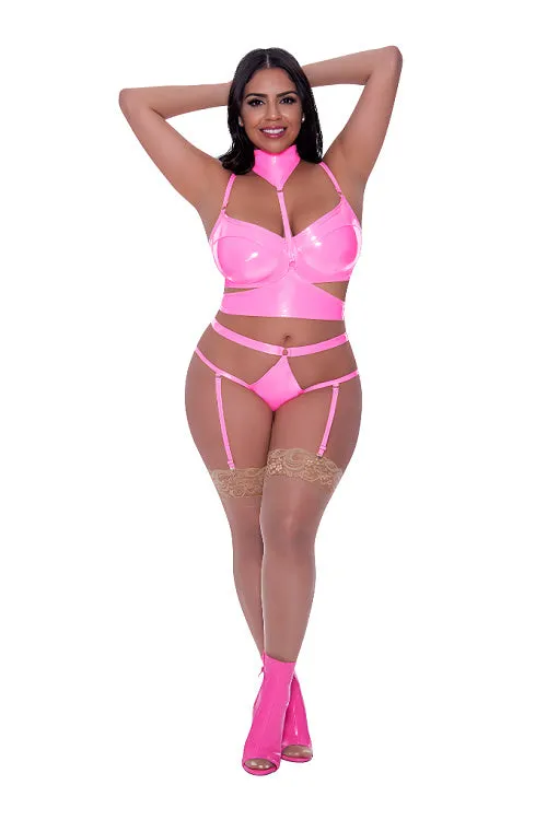 Hard Candy- Plus Size Pink Wet Look Set