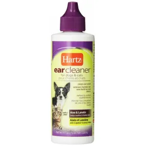 HARTZ EAR CLEANER FOR DOGS & CATS ALOE LANOLIN 4OZ/118ML