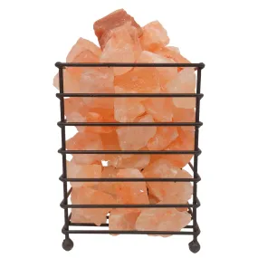 Himalayan Pink Salt Lamp - 12V 12W Iron Basket Rectangle Shape Carved  Rock