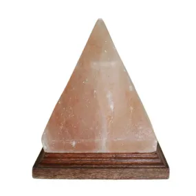 Himalayan Salt Lamp with Wooden Base - Pyramid