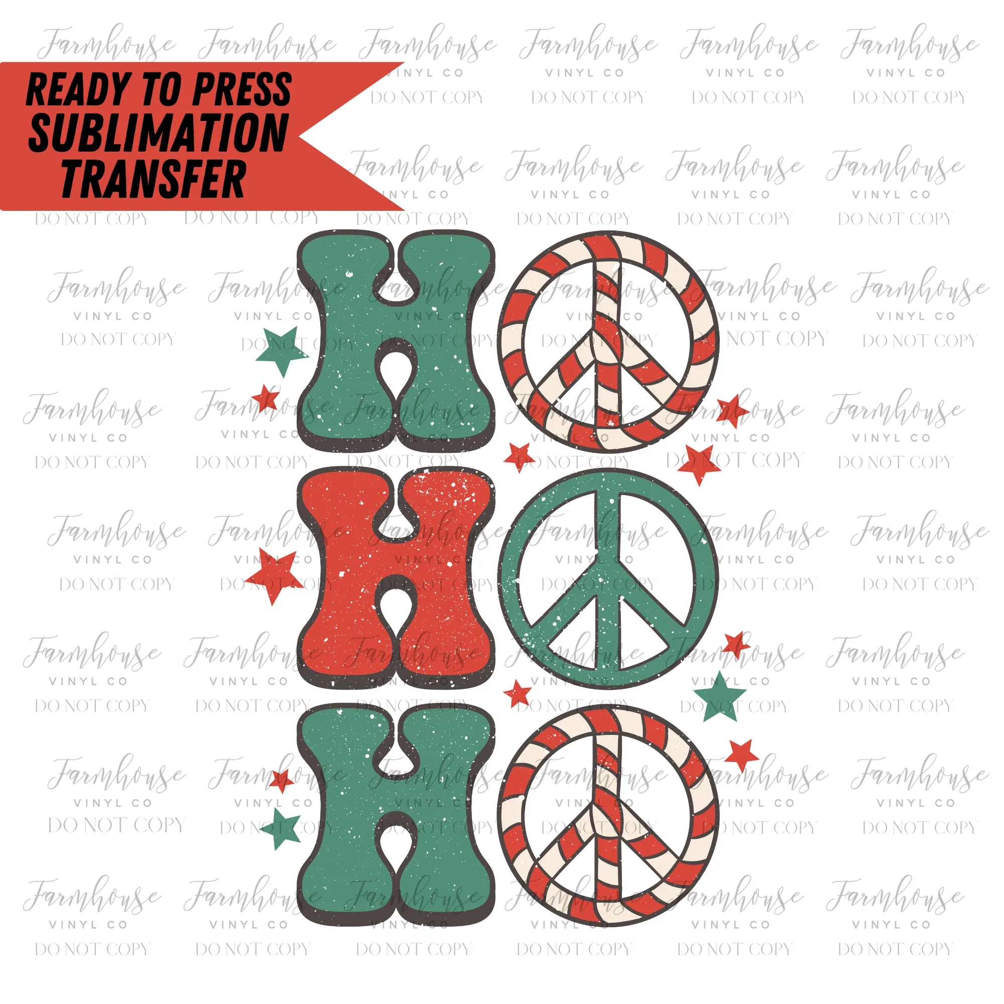 Ho Ho Ho Retro Ready to Press Sublimation Transfer