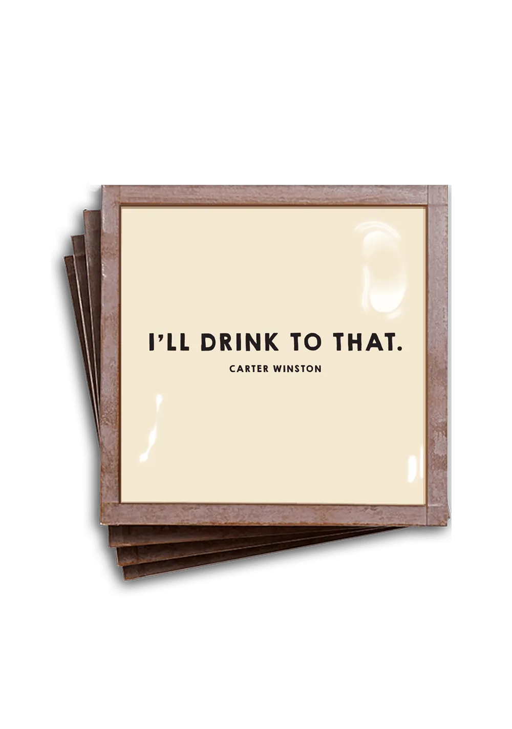 I'll Drink To That Copper & Glass Coasters, Set of 4