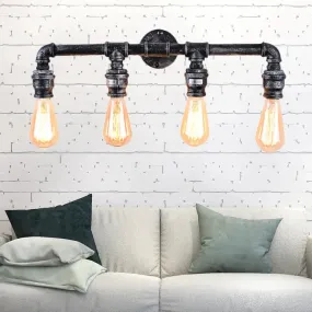 Industrial Antique Silver Wall Sconce with 4 Bulbs - Perfect for Living Room Lighting