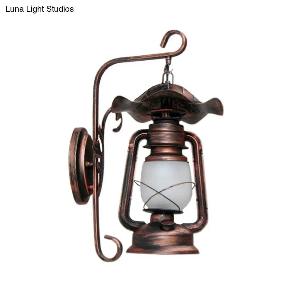 Industrial Opal Glass Antique Copper Sconce Wall Lamp with Kerosene-inspired 1-Light Fixture