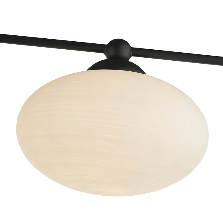 JAS Five Light Semi Flush Ceiling Light In Matt Black With Opal Glass - ID 11238