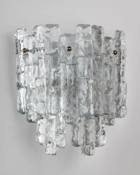 Kalmar Sconces with Textured Ice Glass Prisms