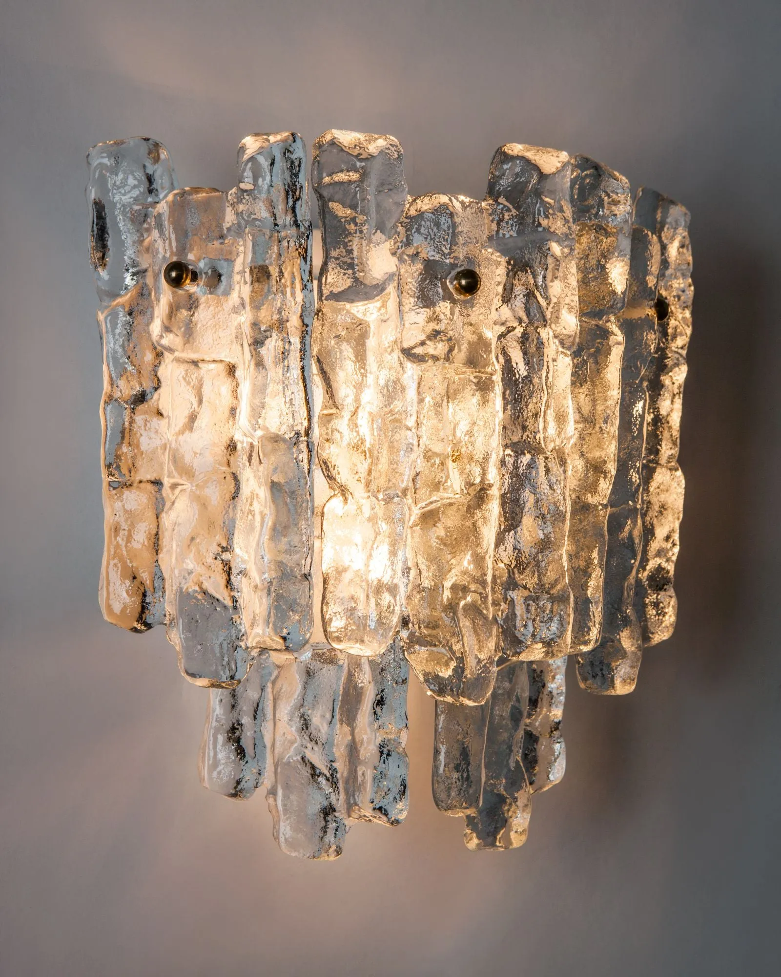 Kalmar Sconces with Textured Ice Glass Prisms