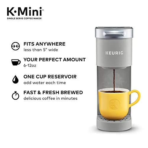 Keurig K-Mini Single Serve Coffee Maker, Studio Gray, 6 to 12 oz. Brew Sizes