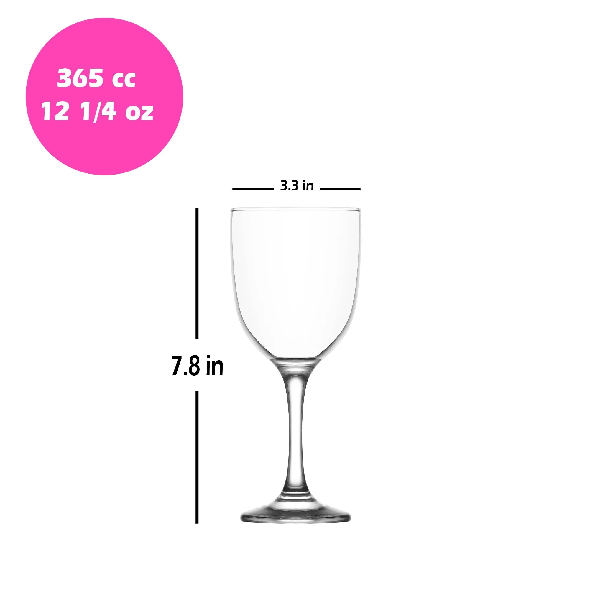 Lav Tokyo Wine Glasses with Stem, 3 Pcs, 12.25 Oz, 365 cc