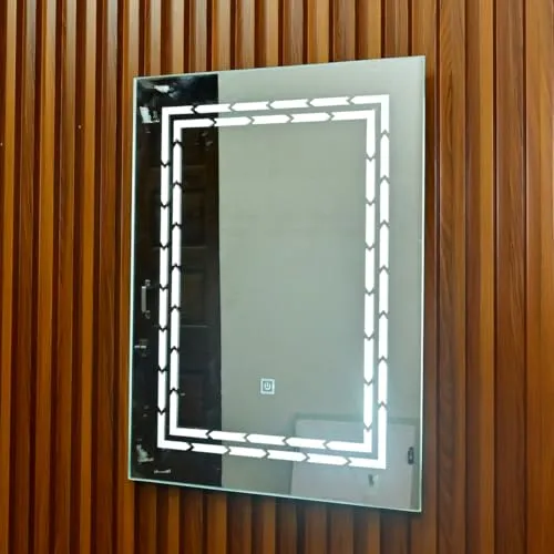 LED Lighted Vanity Mirror, Wall Mounted, Square Shape, Touch Sensor, for Home Use