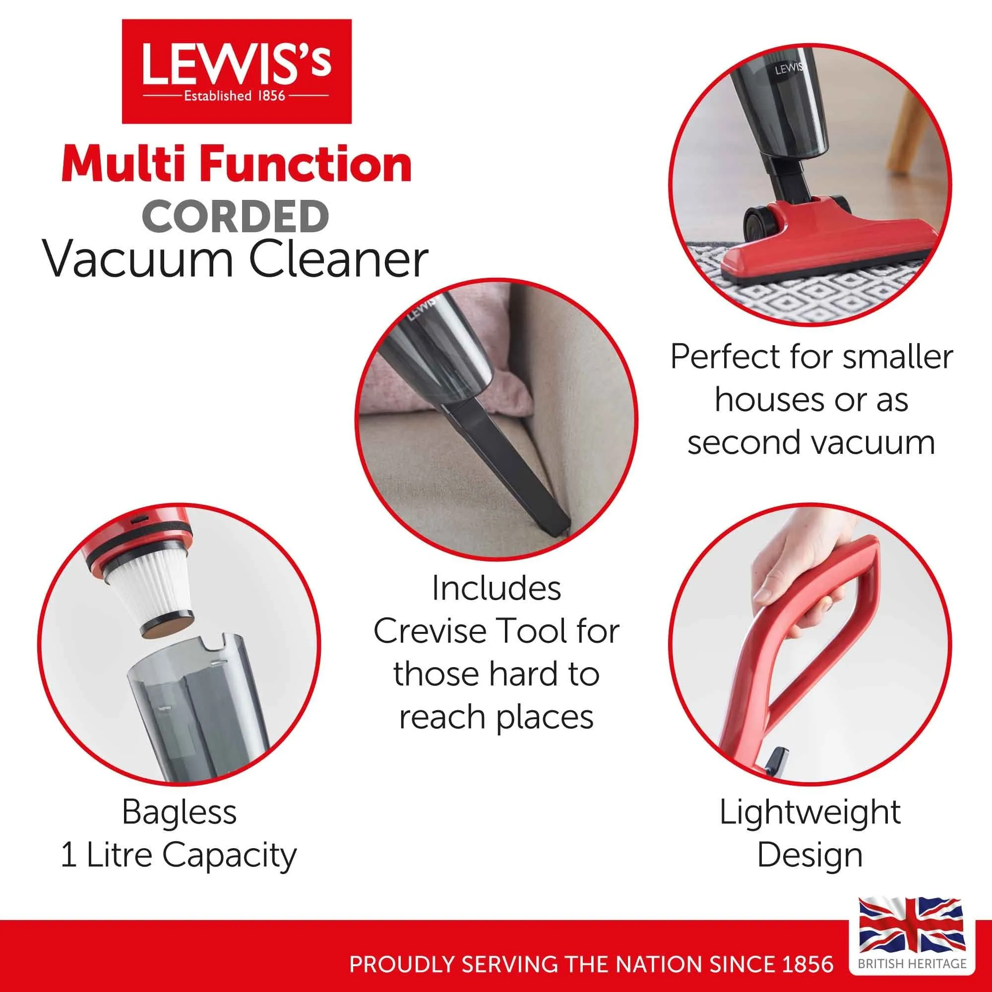 Lewis's 2in1 Upright Stick and Hand Vacuum Hoover