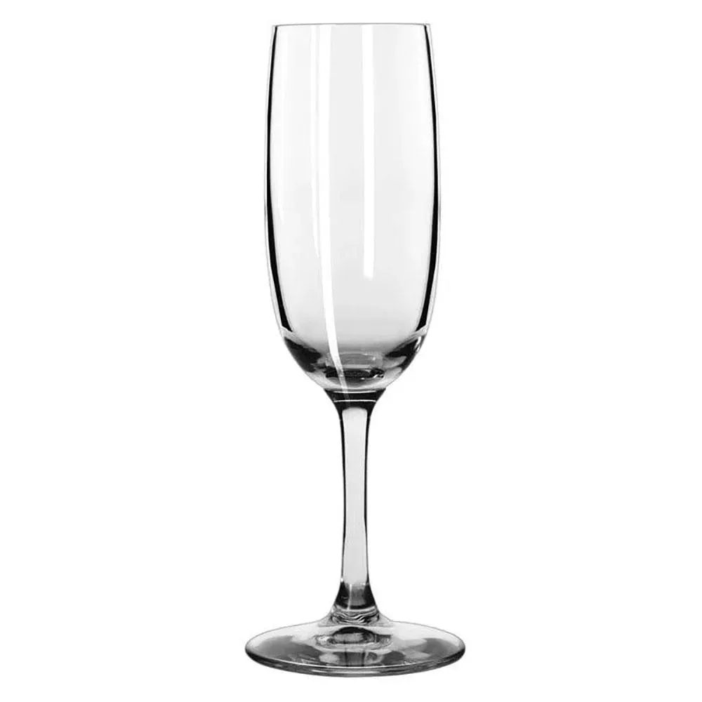 Libbey 8595SR Bristol Valley Series 6 oz Round Customizable Flute Glass with SheerRim® D.T.E. and Stemmed Base, Case of 24