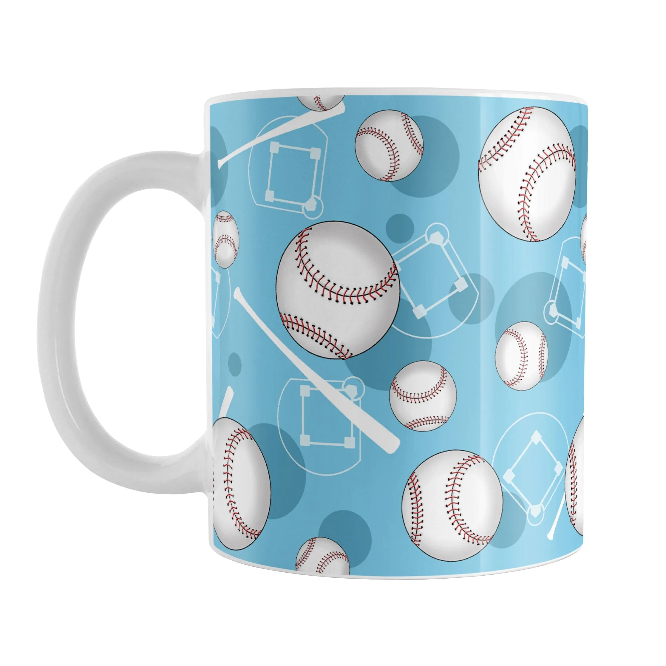 Light Blue Baseball Pattern Mug